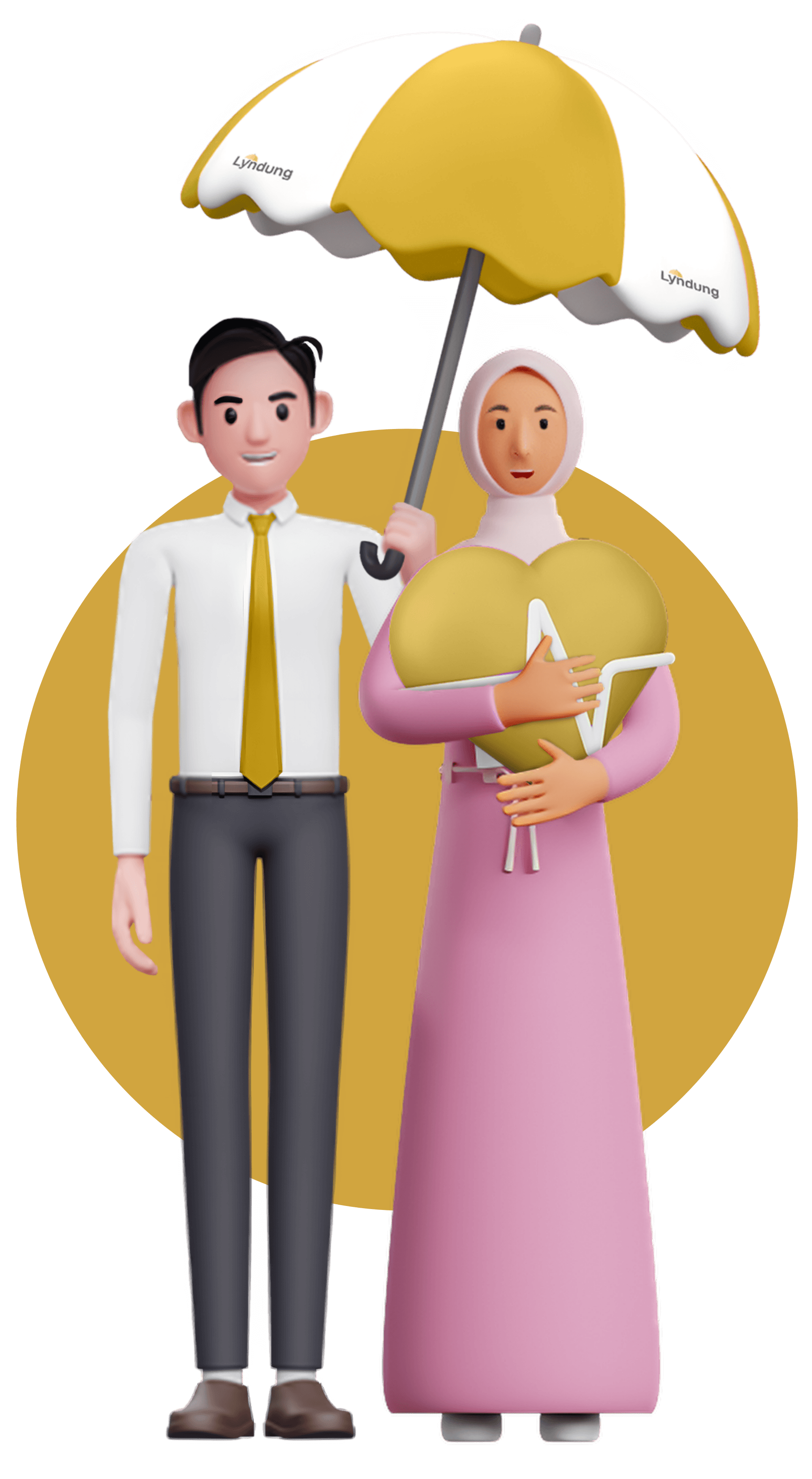 Family standing under umbrella